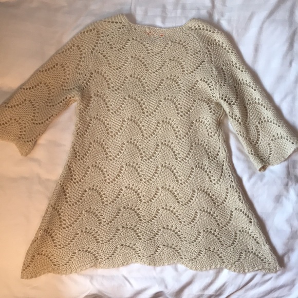 Cream open knit scallop edged flared tunic/mini dress EUC - Picture 5 of 6